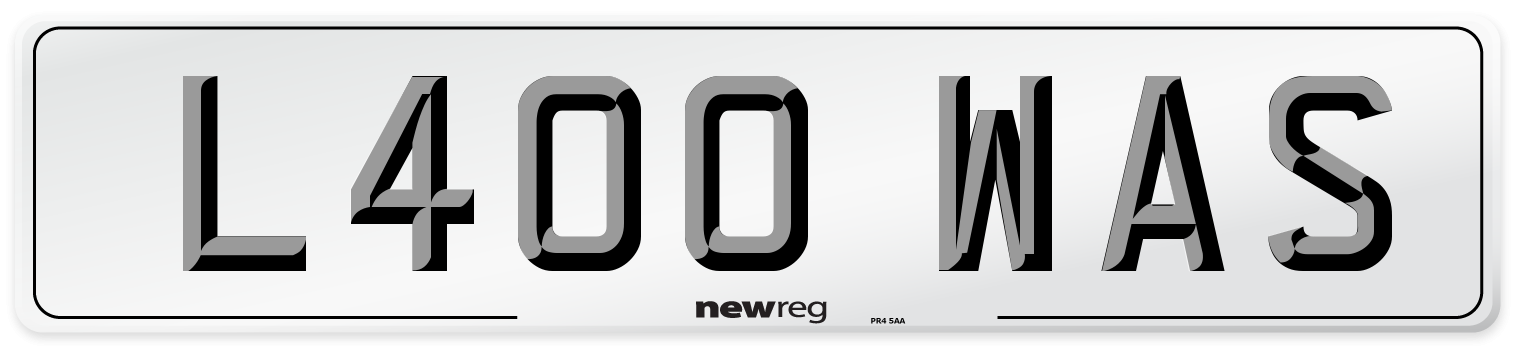 L400 WAS Number Plate from New Reg